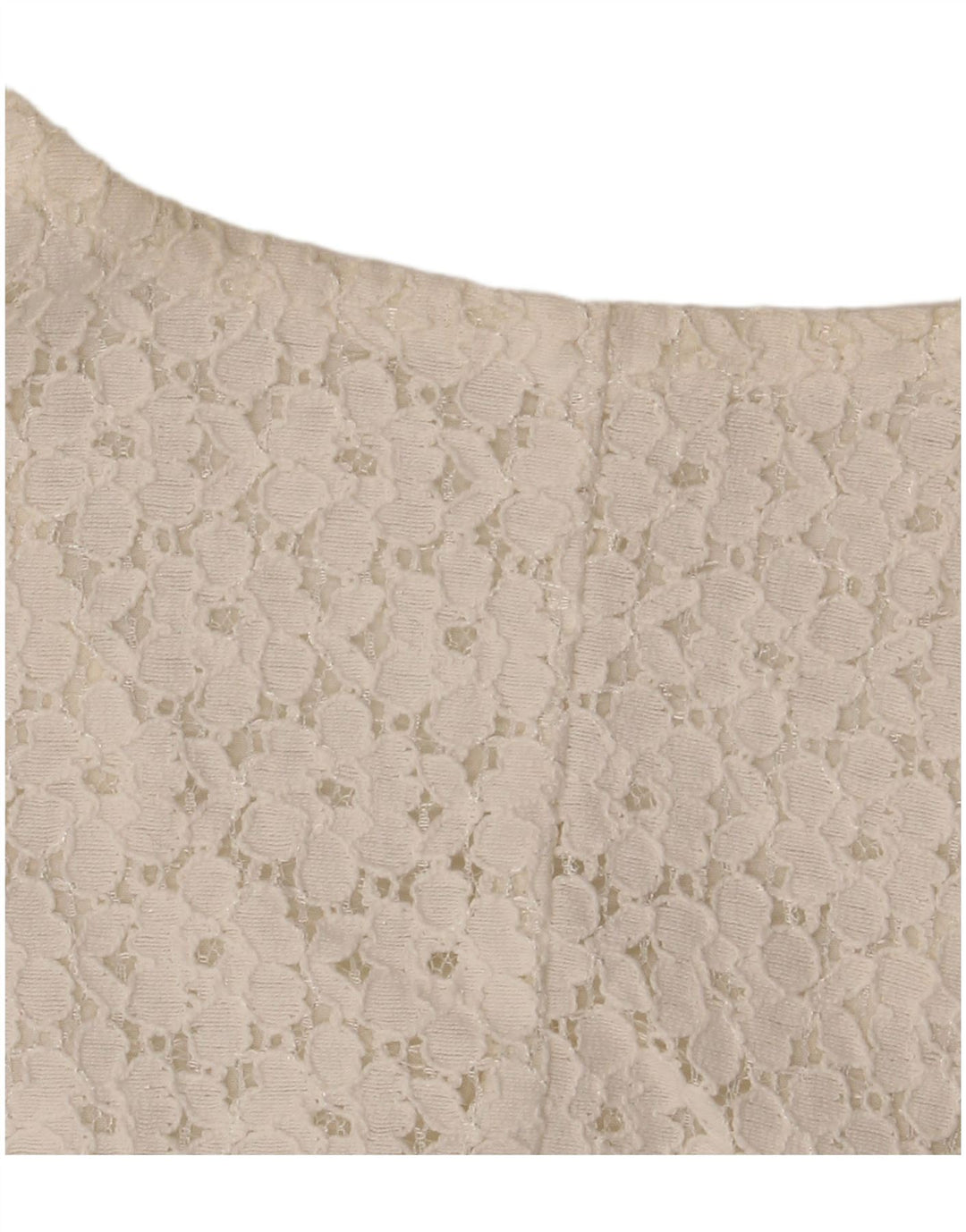 VINTAGE Womens Crop kortærmet skjortebluse IT 46 Large Off White Floral