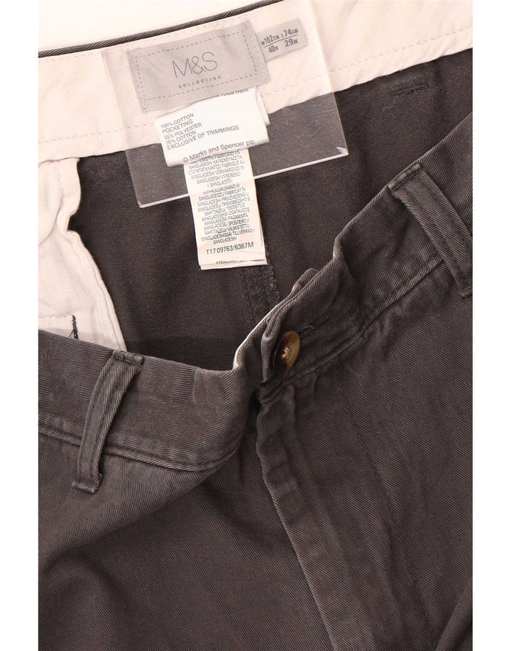 Marks & Spencer Straight Chino-bukser til mænd W40 L29 Grå bomuld