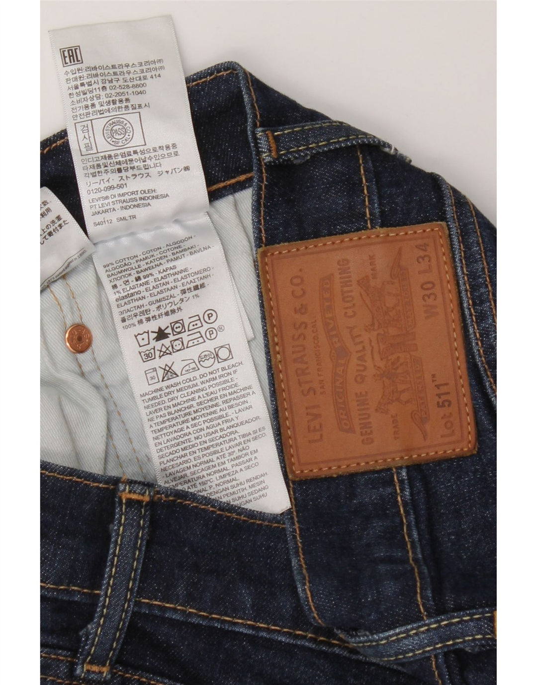 LEVI'S Slim Jeans til mænd W30 L34 Blå bomuld