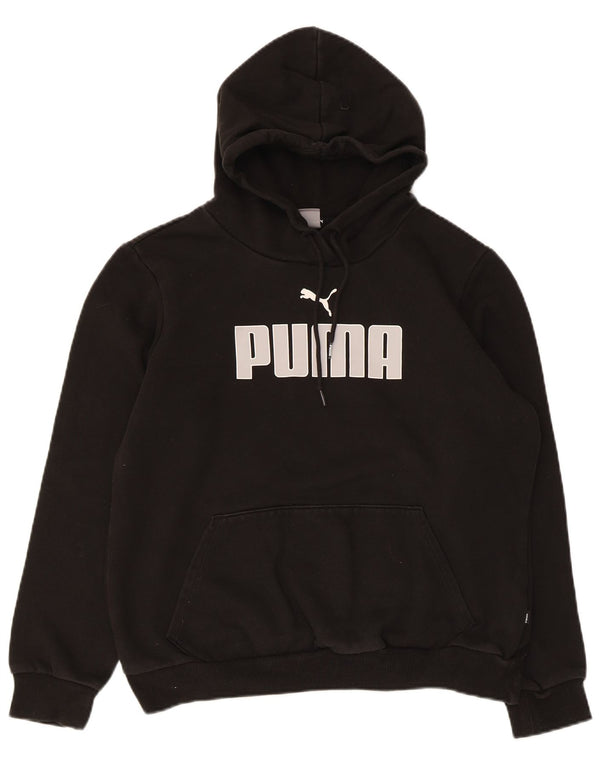 Puma Graphic Hoodie Jumper UK 16 Large Black Bomuld