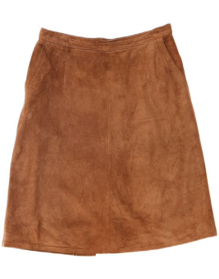 VINTAGE Womens Suede A-Line Skirt W28 Medium Brown Vintage Vintage and Second-Hand Vintage from Messina Hembry 