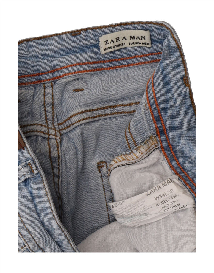 ZARA Mens Distressed Cropped Jeans W34 L25 Blue Cotton Vintage Zara and Second-Hand Zara from Messina Hembry 