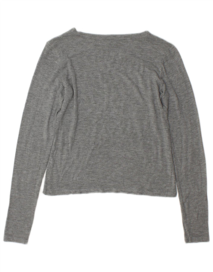 Zara Womens Crop Top Langærmet UK 10 Small Grå Flecked