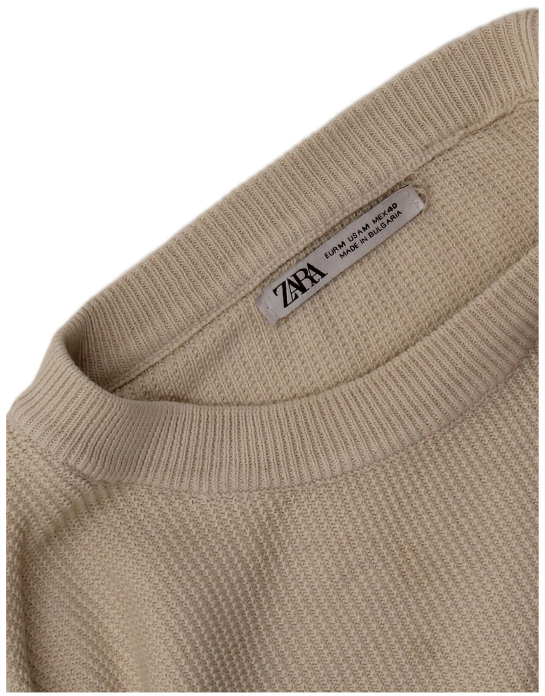Zara Herre sweater med rund hals, medium beige