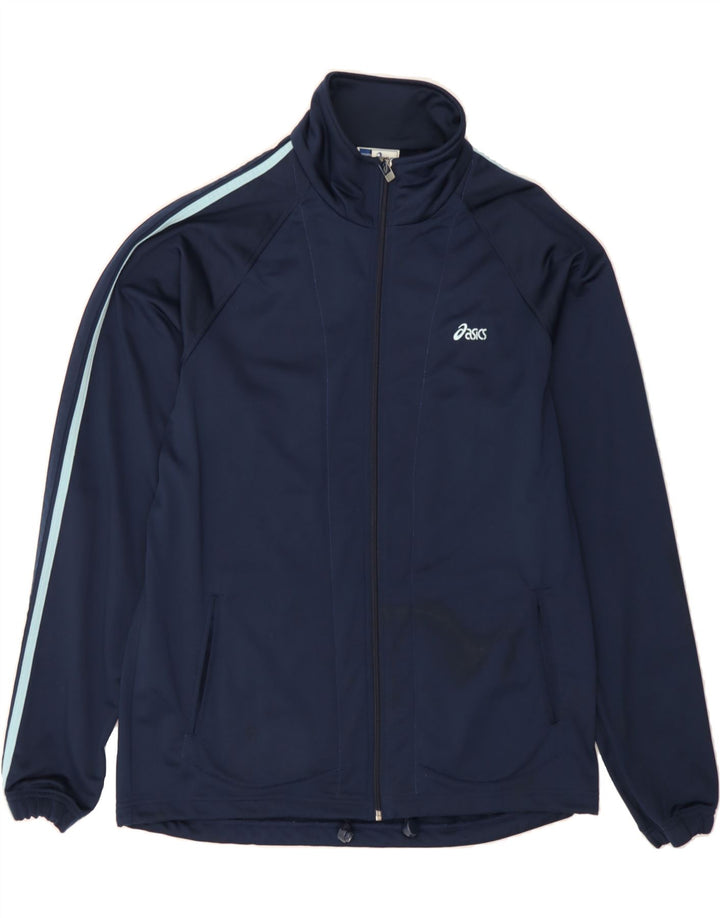ASICS Mens Tracksuit Top Jacket XL Navy Blue Polyester Vintage Asics and Second-Hand Asics from Messina Hembry 