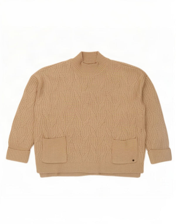 Fat Face Dame Oversized Turtle Neck Jumper Sweater UK 10 Small Beige