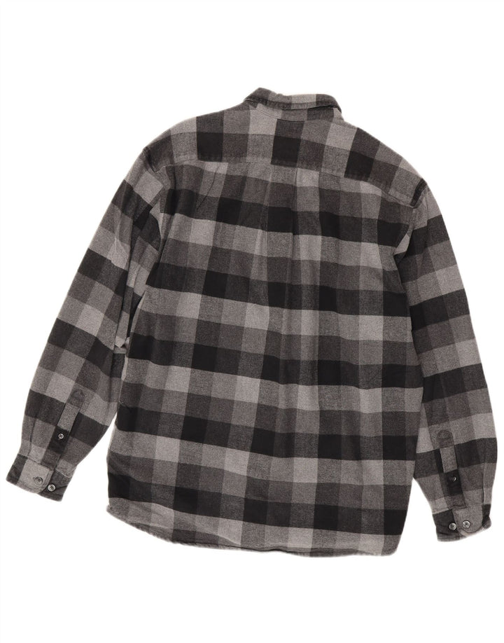 Eddie Bauer Herre Flannel skjorte Medium Grey Gingham Cotton