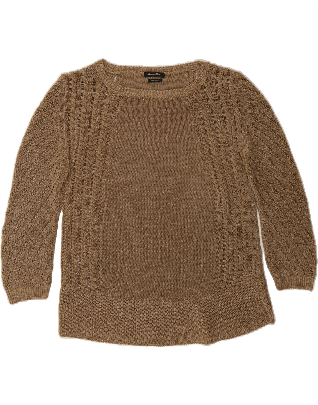 MASSIMO DUTTI Womens Oversized Boat Neck Jumper Sweater UK 10 Small Brown Vintage Massimo Dutti and Second-Hand Massimo Dutti from Messina Hembry 