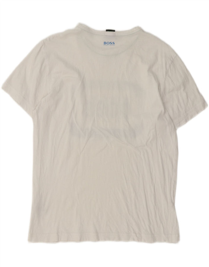 Hugo Boss Herre Regular Fit Grafisk T-shirt Top Medium Hvid Bomuld