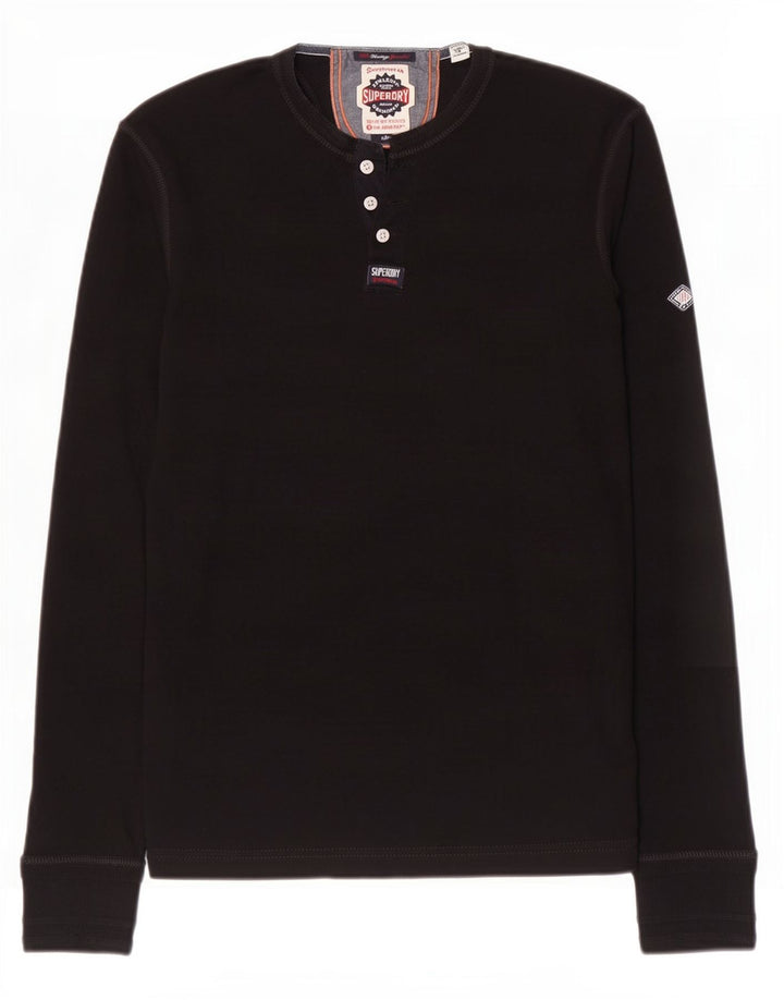Superdry Mens Top Long Sleeve Small Black Cotton
