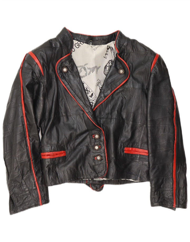 Vintage dame 3-knaps blazerjakke EU 40 medium sort patchwork