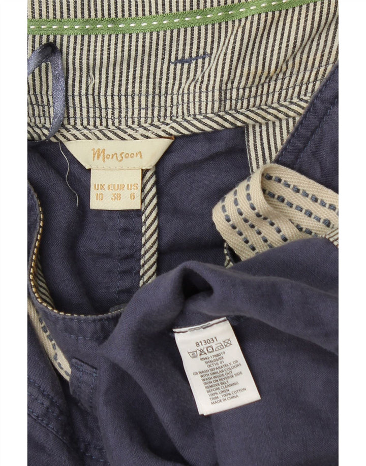 MONSOON Dame Mini-nederdel UK 10 Small W28 Navy Blue Linen
