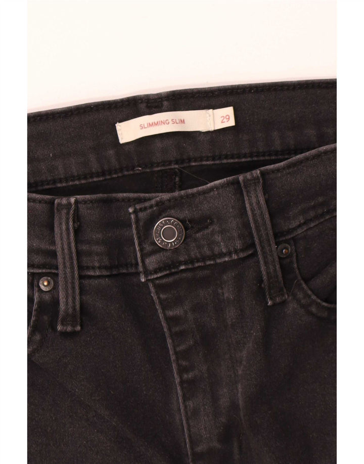 Levi's Womens Slimming Slim Jeans W29 L32 Sort Bomuld