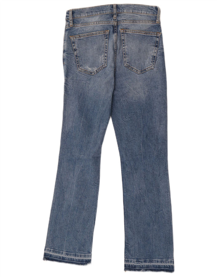 Zara Dame Distressed Bootcut Jeans EU 36 XS W26 L27 Blå