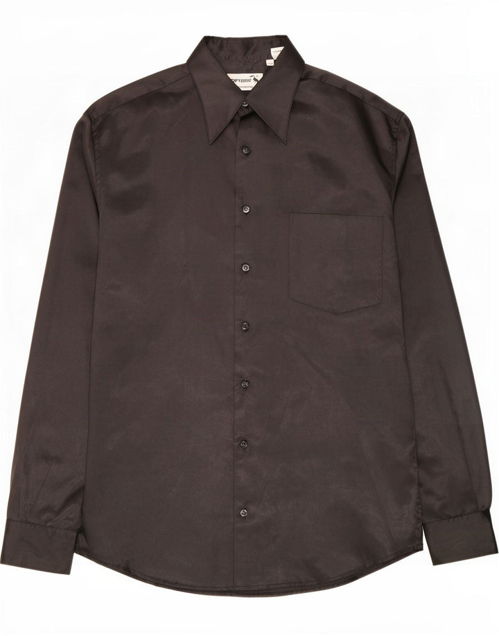 Vintage herreskjorte stor sort polyester