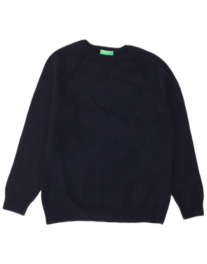 Benetton dame sweater med rund hals DK 14 Medium marineblå uld