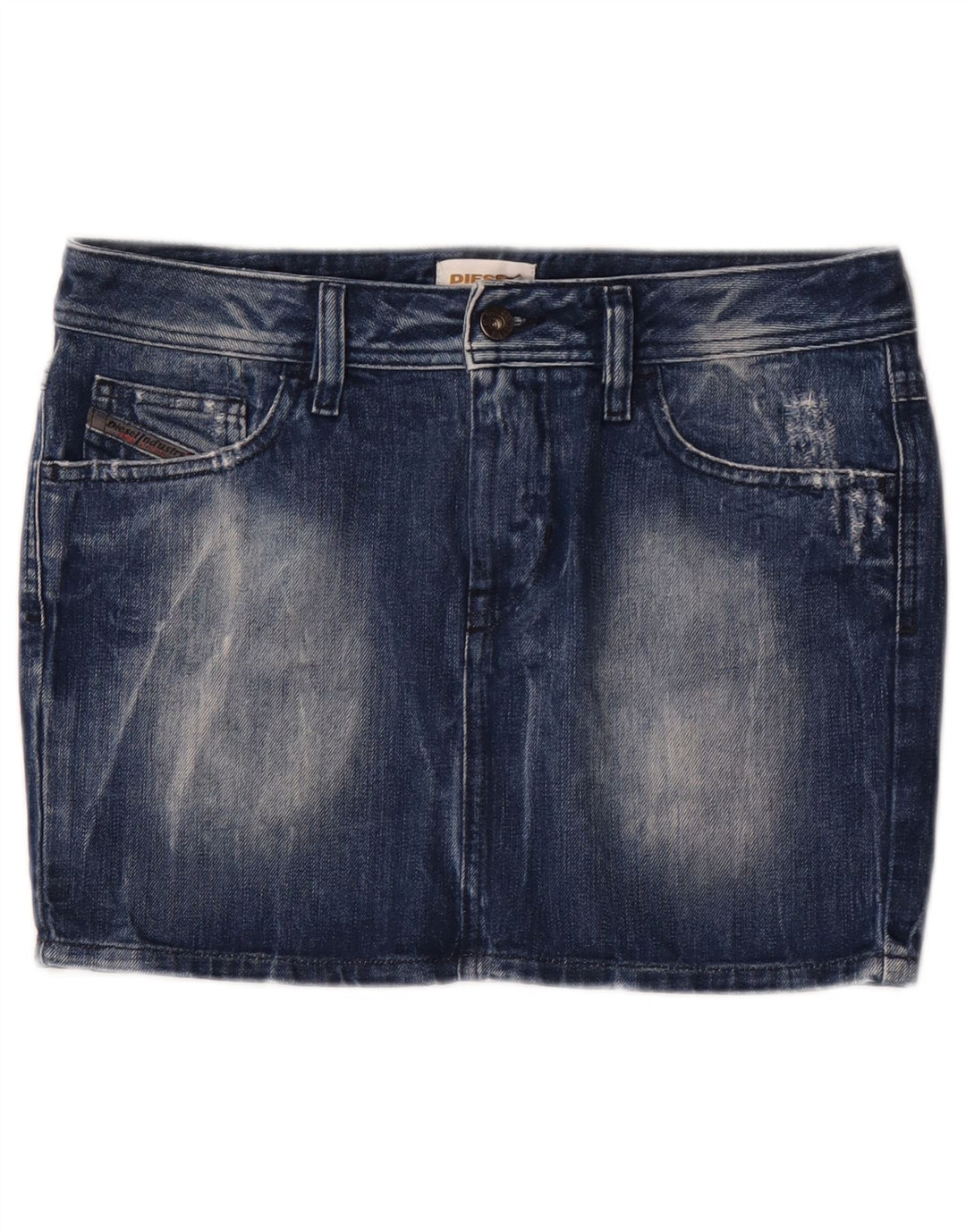 Diesel Dame Mini Denim Nederdel W28 Medium Blue Bomuld