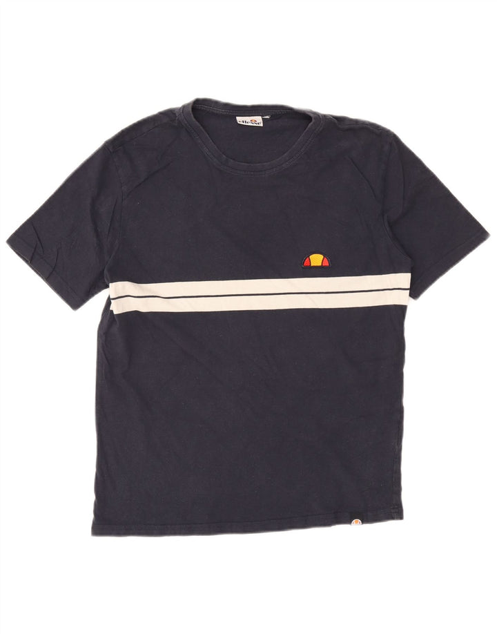 Ellesse Herre T-Shirt Top Lille marineblå stribet bomuld
