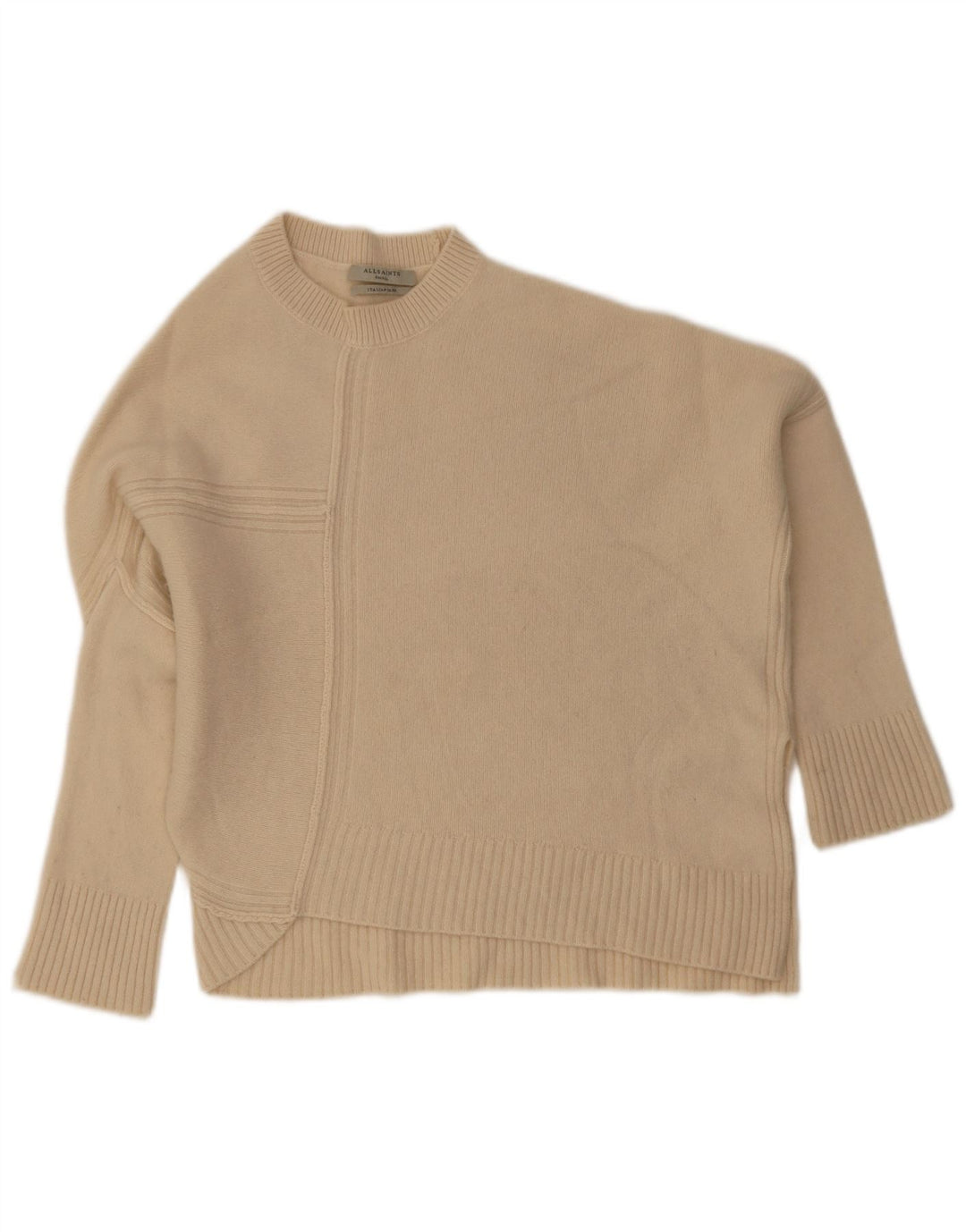 All Saints Dame Batwing Crew Neck Jumper Sweater UK 10 Small Off White