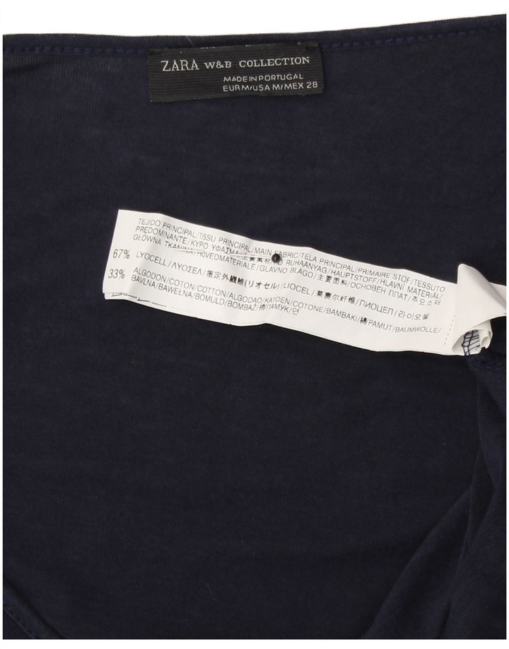 Zara Damevest Top UK 12 Medium Navy Blue Colourblock Lyocell