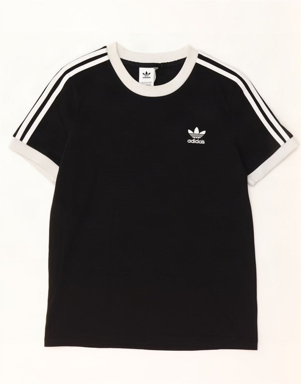 Adidas Dame T-Shirt Top UK 14 Medium Black Cotton