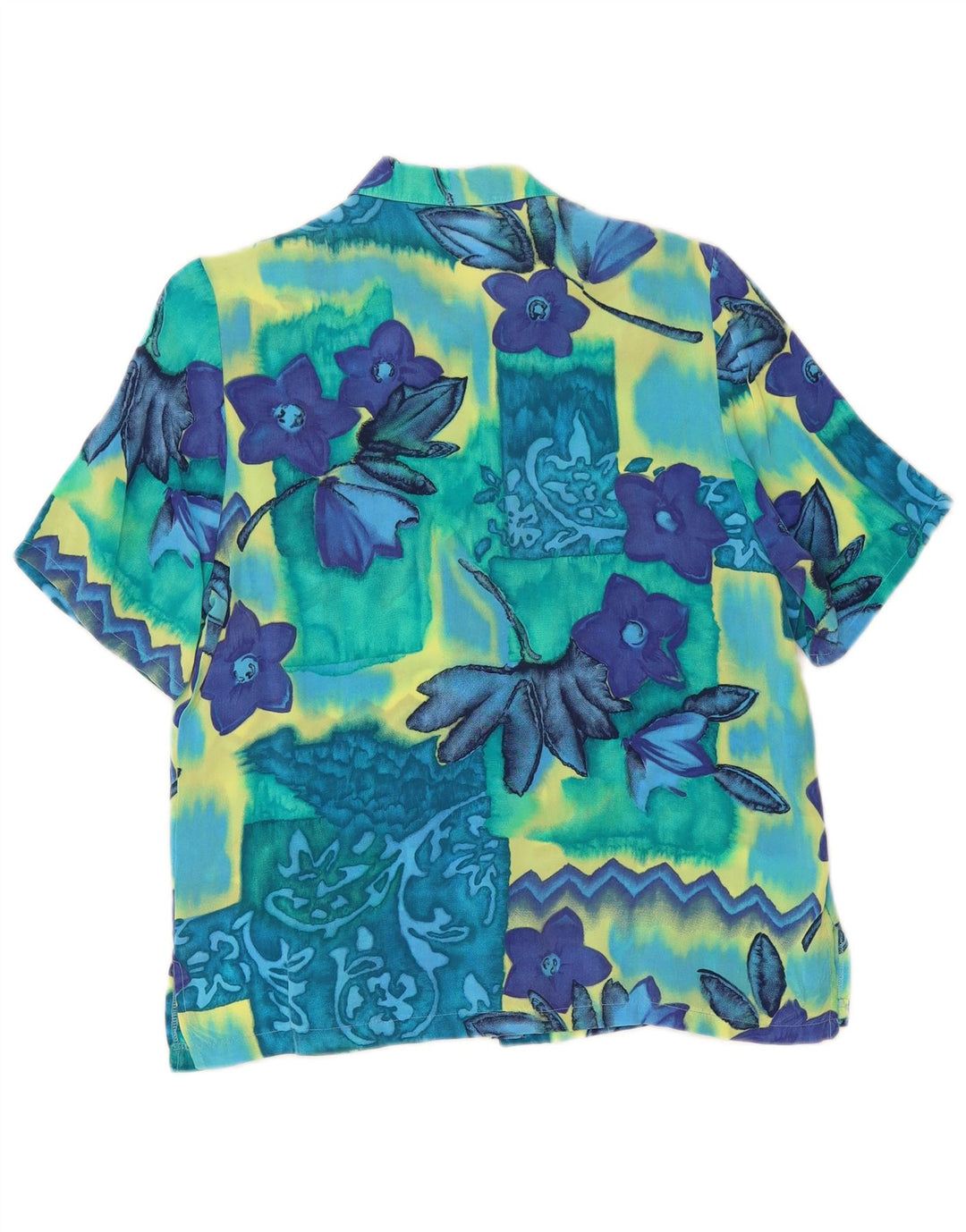 VINTAGE Kortærmet skjortebluse til kvinder EU 38 Medium Multicolored Floral