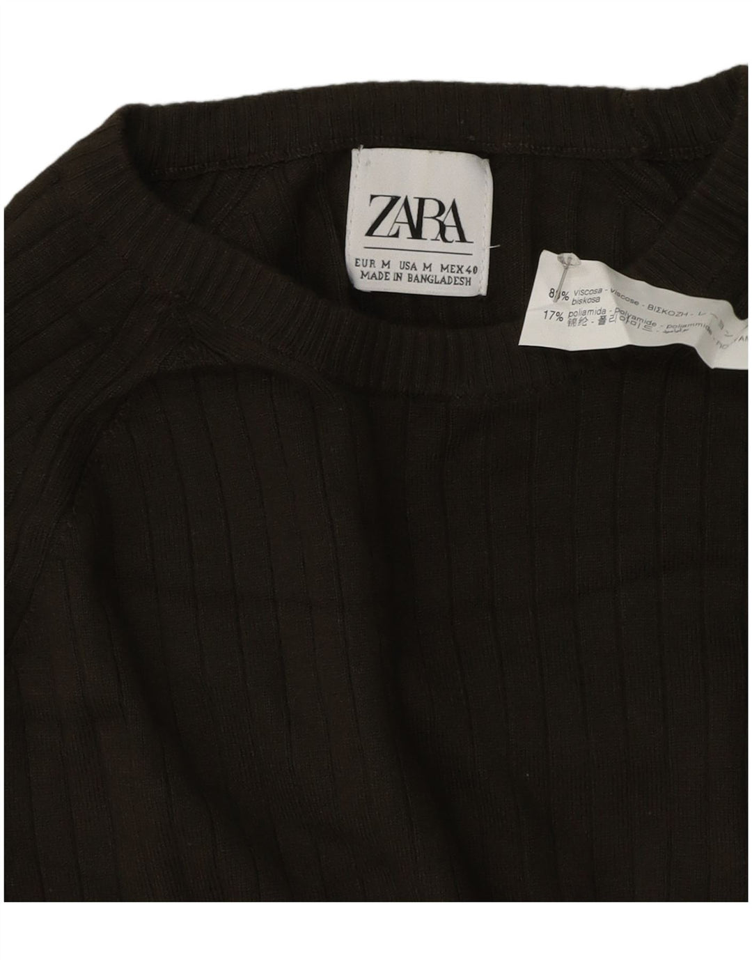 Zara Herre sweater med rund hals, mellemgrøn viskose