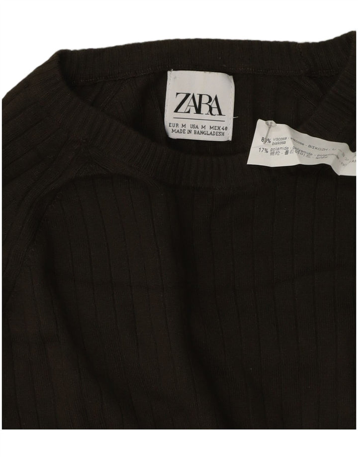Zara Herre sweater med rund hals, mellemgrøn viskose