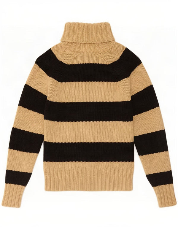Gap Womens Roll Neck Jumper Sweater UK 10 Small Beige Striped Cotton