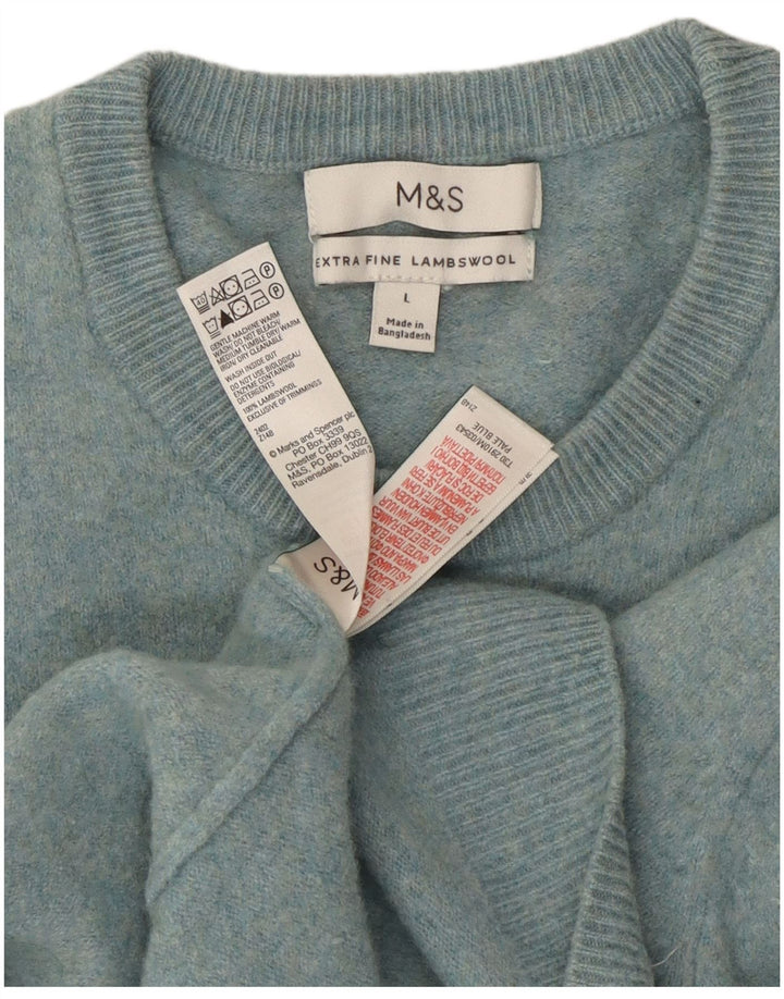 Marks & Spencer Dame sweater med rund hals DK 14 Stor blå lammeuld