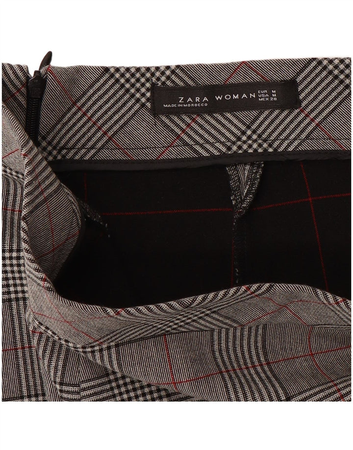 ZARA Womens Midi Skirt Medium W28 Grey Houndstooth