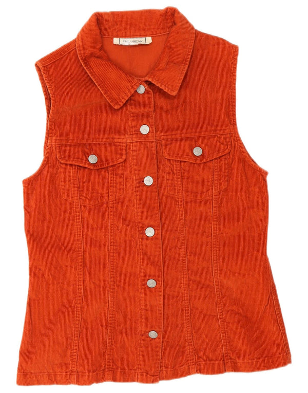 Anmeld Womens Corduroy Gilet UK 18 XL Orange Cotton
