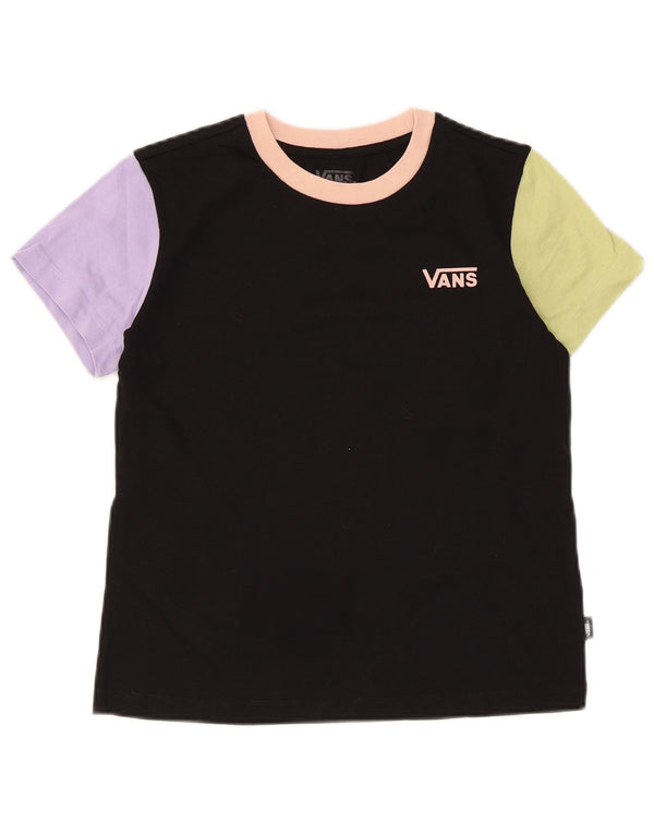 Vans T-Shirt Top UK 6 XS Sort Colourblock Bomuld