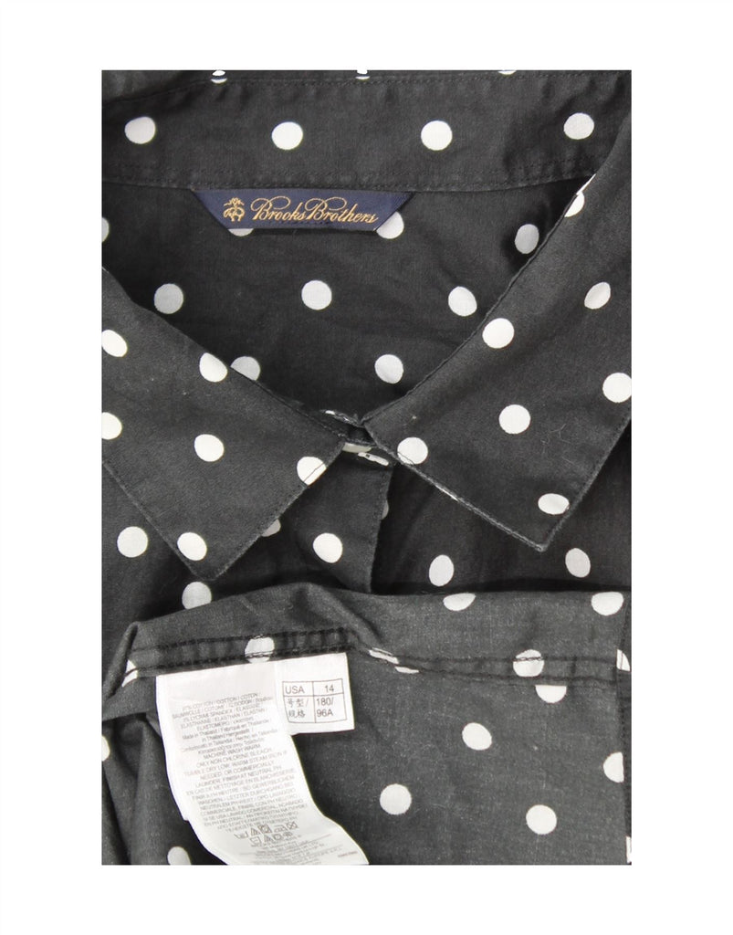 BROOKS BROTHERS Womens Long Sleeve Shirt Dress US 14 XL Black Polka Dot Vintage Brooks Brothers and Second-Hand Brooks Brothers from Messina Hembry 