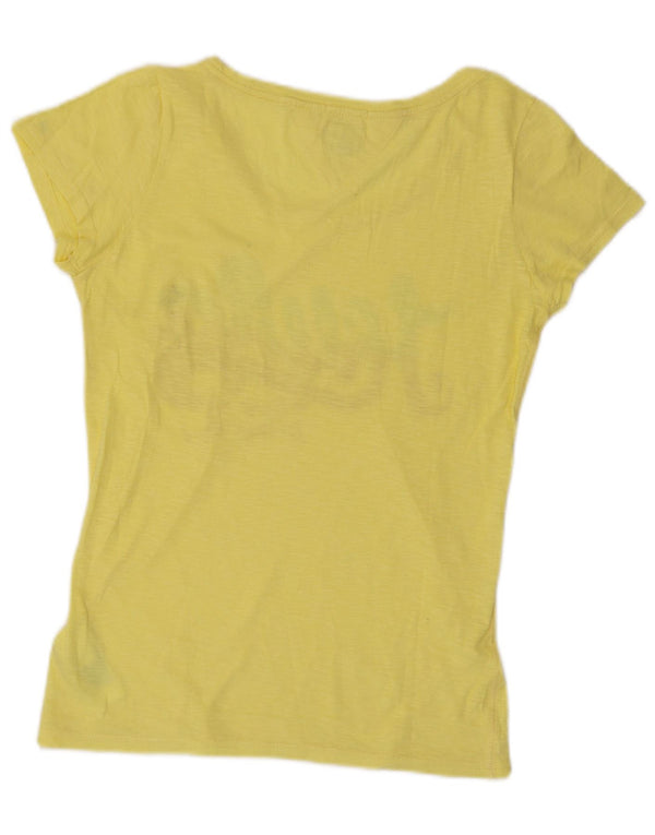 Tommy Hilfiger Dame Grafisk T-Shirt Top UK 12 Medium Gul Bomuld