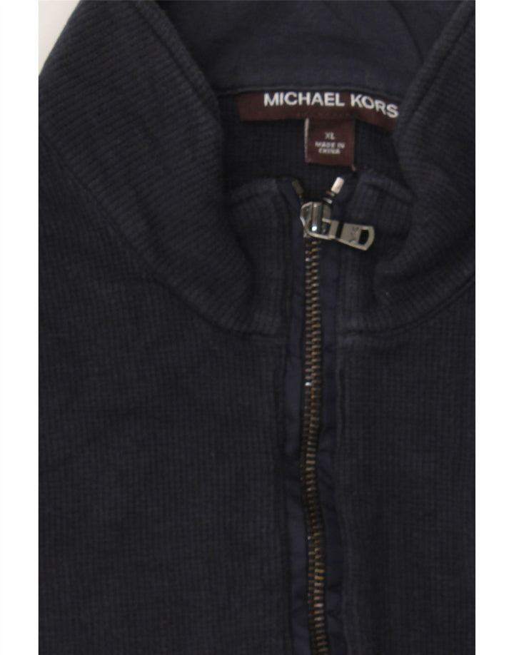 MICHAEL KORS Mens Zip Neck Sweatshirt Jumper XL Navy Blue Cotton Vintage Michael Kors and Second-Hand Michael Kors from Messina Hembry 