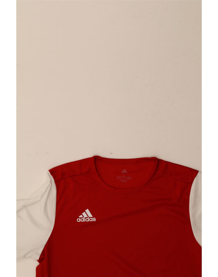 ADIDAS Mens Climalite T-Shirt Top Large Red Colourblock Polyester Vintage Adidas and Second-Hand Adidas from Messina Hembry 