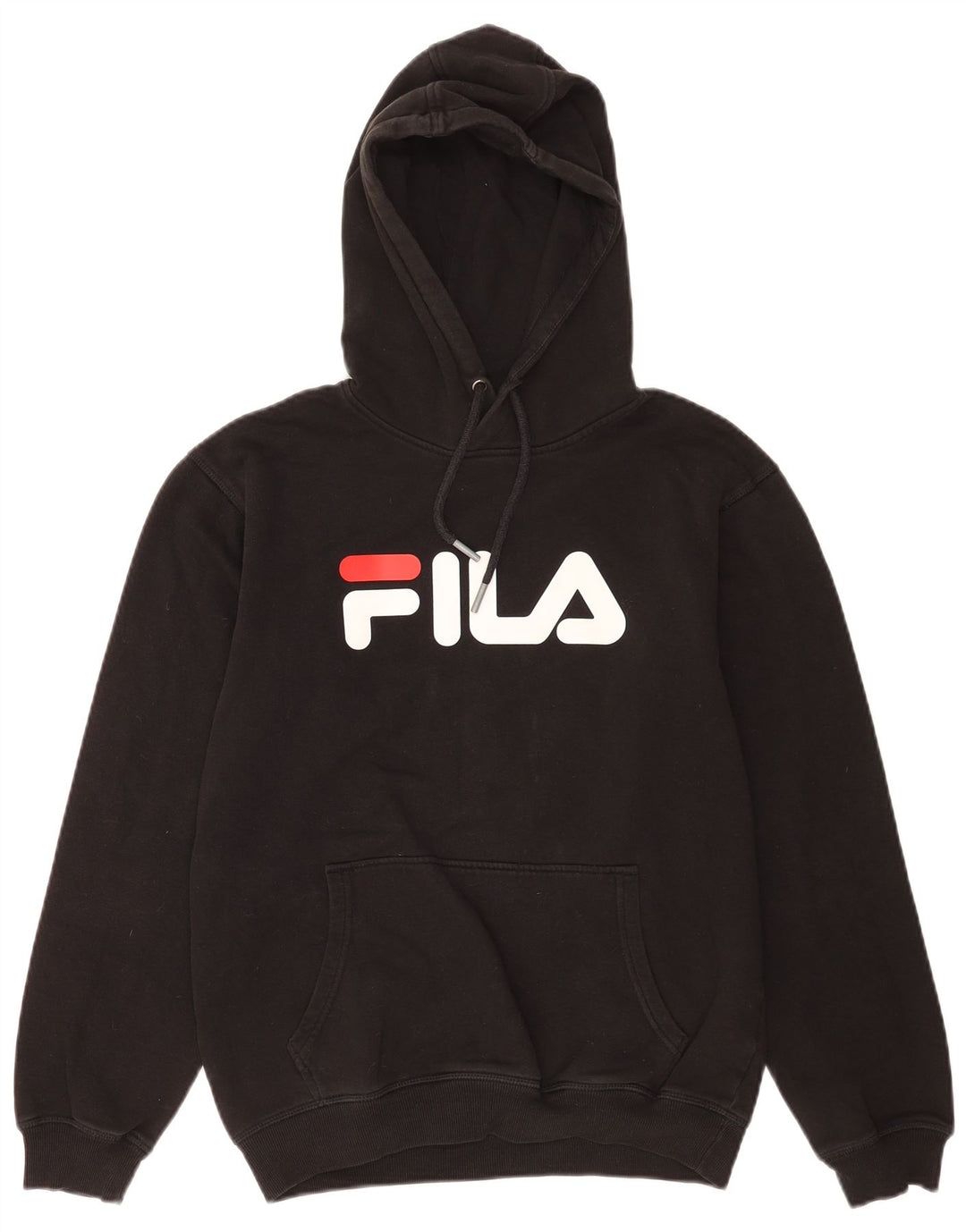 Fila Mens Graphic Hoodie Jumper Small Black Cotton