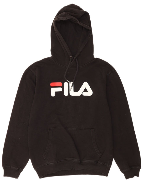 Fila Mens Graphic Hoodie Jumper Small Black Cotton