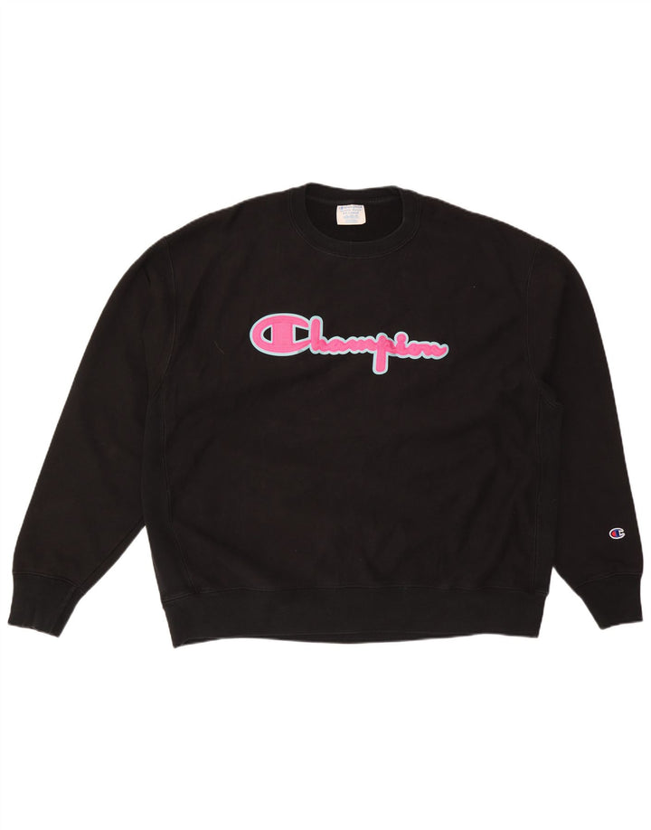 CHAMPION Womens Oversized Graphic Sweatshirt Jumper UK 20 2XL Black Cotton