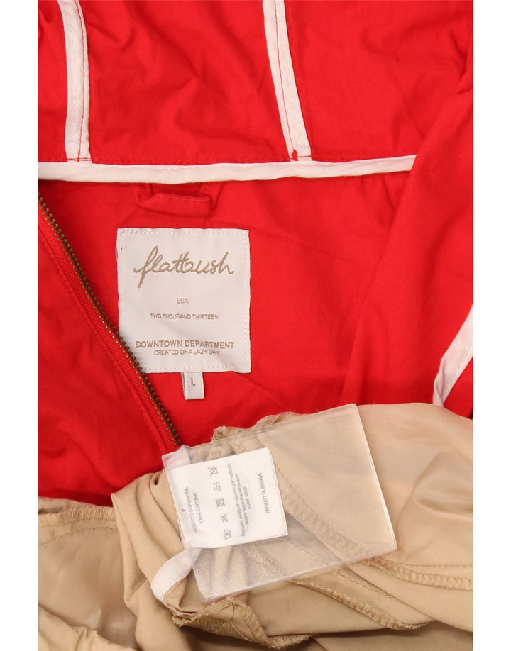 Flatbush Dame Hætte Anorak Jacket UK 16 Large Red Colourblock Bomuld