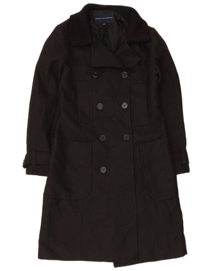 French Connection Dame Dobbeltradet Frakke UK 10 Small Black Polyester
