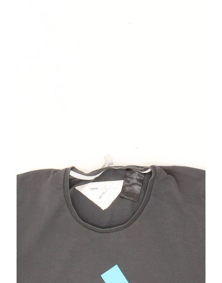 ADIDAS Womens Graphic T-Shirt Top UK 10 Small Grey Vintage Adidas and Second-Hand Adidas from Messina Hembry 