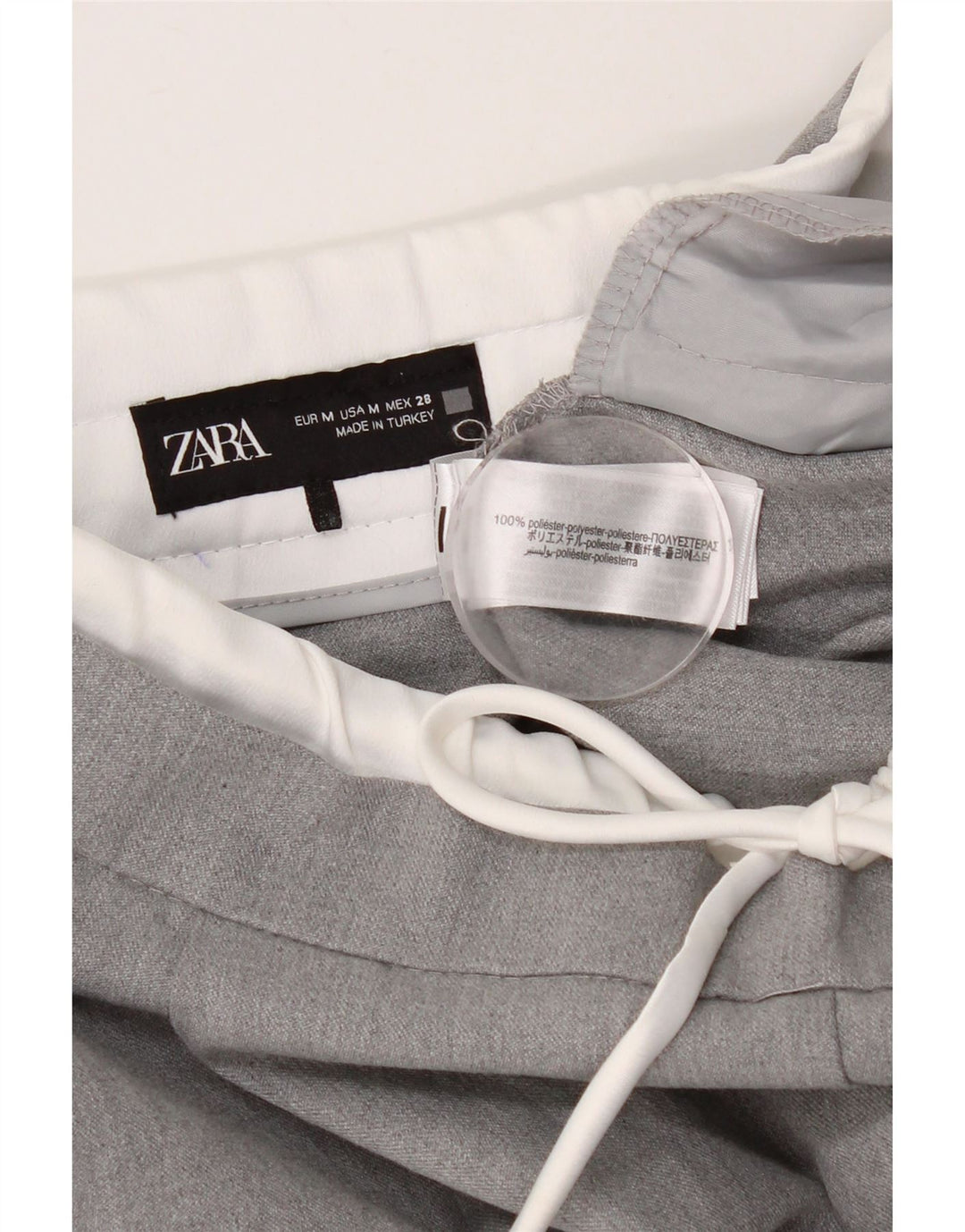 ZARA Pegged Chino-bukser til kvinder Medium W30 L28 Grå polyester
