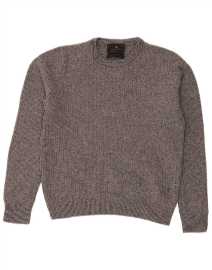 Marks & Spencer Dame Crop Crew Neck Jumper Sweater UK 14 Medium Grey