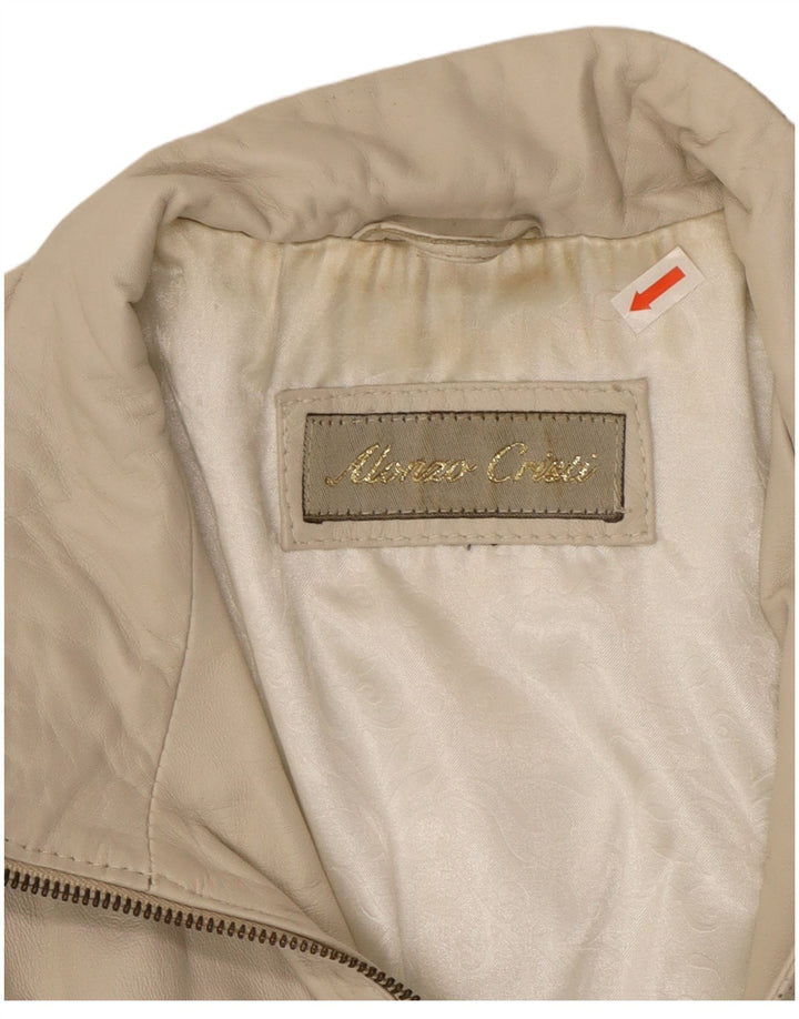 Vintage læderjakke til kvinder UK 14 Medium Beige Læder