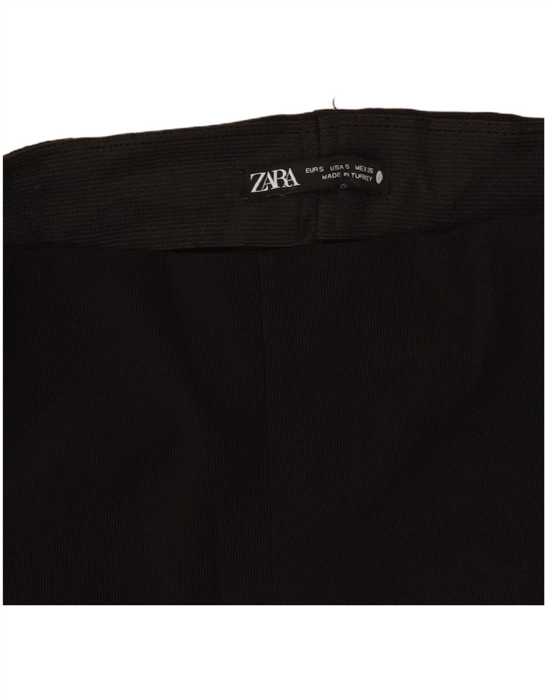 Zara Dame Flare Casual Bukser Small W26 L30 Sort Polyester