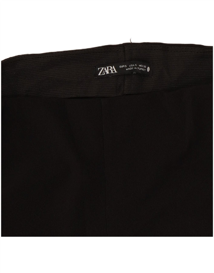 Zara Dame Flare Casual Bukser Small W26 L30 Sort Polyester