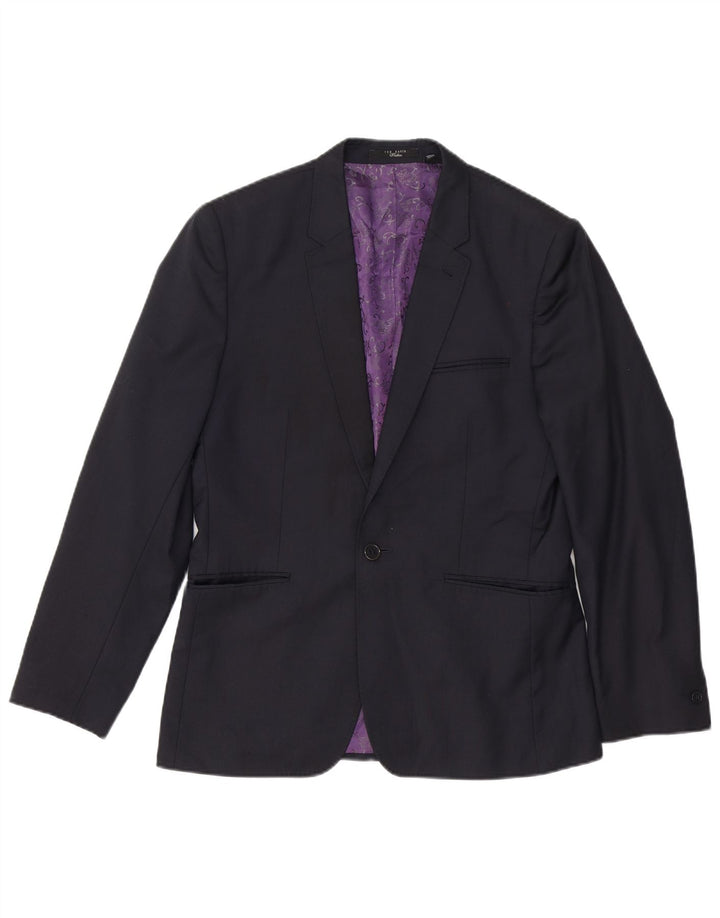 Ted Baker Herre 1 Knap Blazer Jacket UK 38 Medium Sort Uld