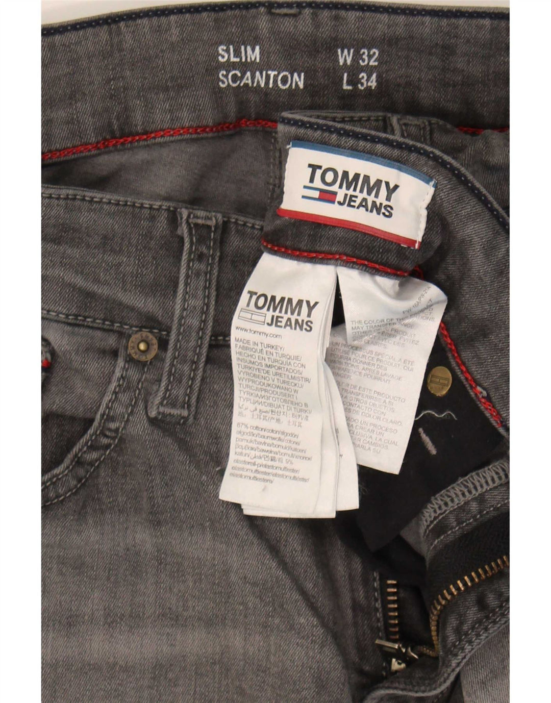 Tommy Hilfiger Dame Scanton Slim Jeans W32 L34 Grå Bomuld